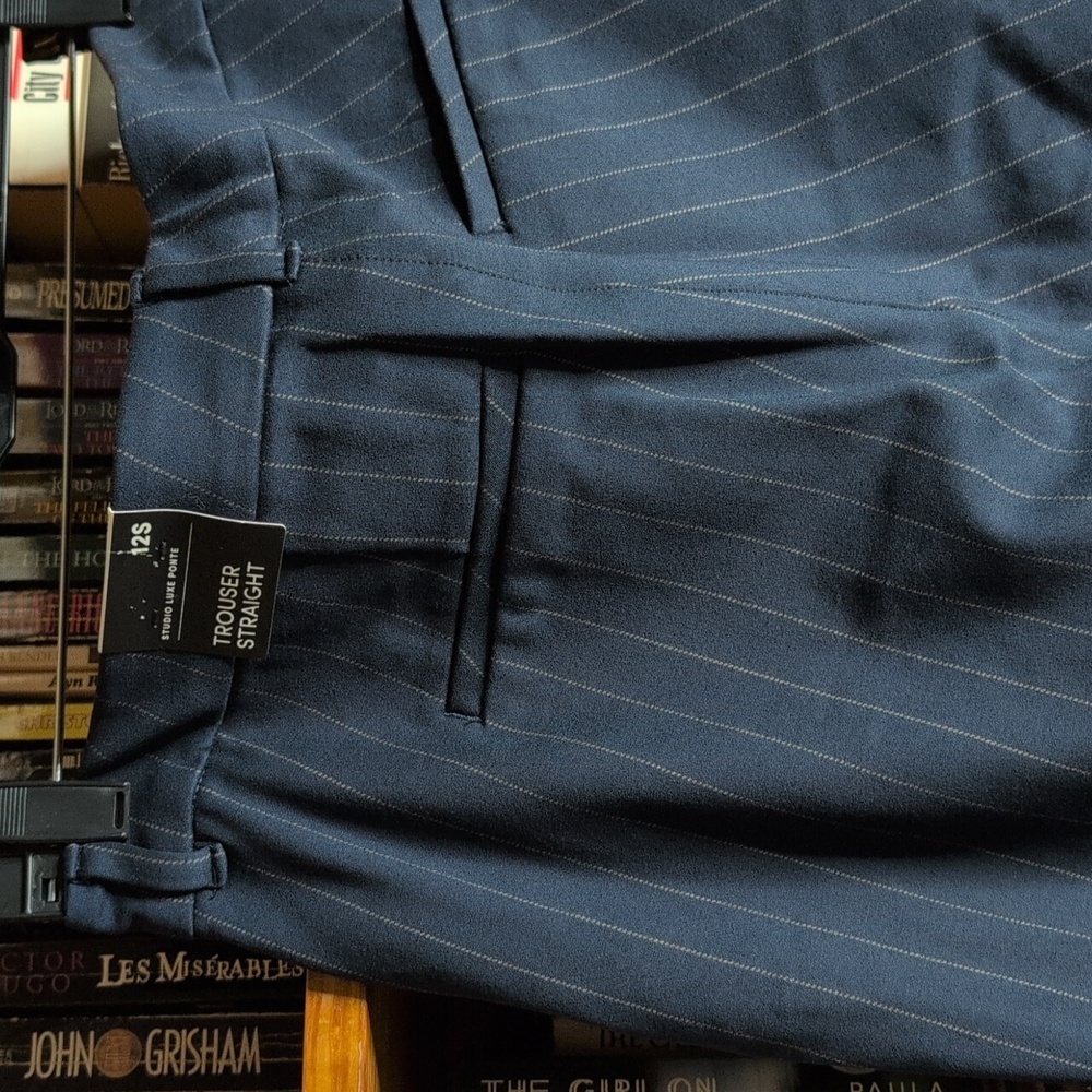 Torrid Studio Luxe Ponte Dark Blue Pinstripe Dress Pant, Trouser Straight - Picture 10 of 11